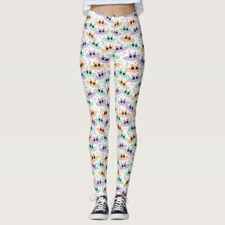 Pastel Halloween Vleermuizen en Sterren Patroon Le Leggings