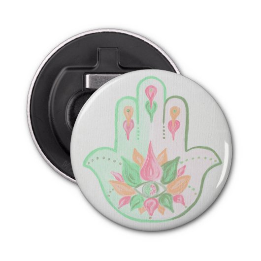 Pastel Hamsa flesopener Button Flesopener (Voorkant)