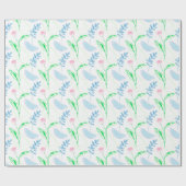 Pastel handgetekende bloemmotief cadeaupapier (Vlak)