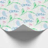 Pastel handgetekende bloemmotief cadeaupapier (Hoek)