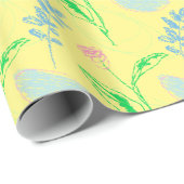 Pastel handgetekende bloemmotief cadeaupapier (Rol Hoek)