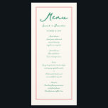 Pastel Handschrift Pinky Green Retro Bruiloft Menu<br><div class="desc">Pastel Handschrift Pinky Retro Bruiloft Menu</div>