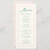 Pastel Handschrift Pinky Green Retro Bruiloft Menu (Voorkant / Achterkant)