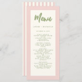 Pastel Handschrift Pinky Retro Bruiloft Menu (Voorkant / Achterkant)