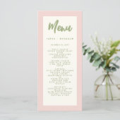 Pastel Handschrift Pinky Retro Bruiloft Menu (Staand voorkant)
