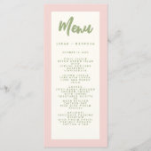 Pastel Handschrift Pinky Retro Bruiloft Menu (Voorkant)