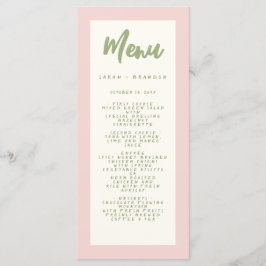 Pastel Handschrift Pinky Retro Bruiloft Menu