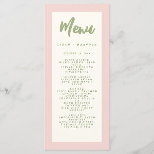 Pastel Handschrift Pinky Retro Bruiloft Menu