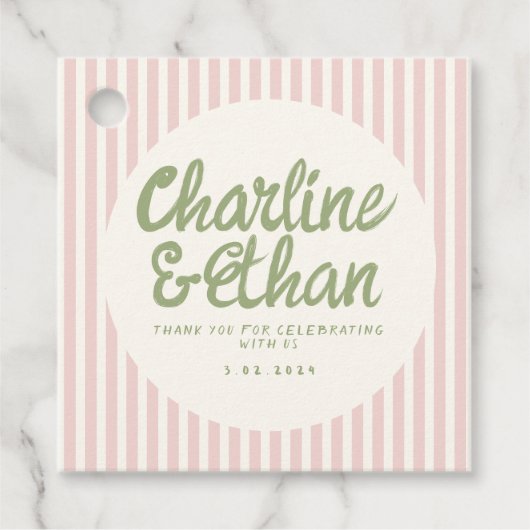 Pastel Handschrift Retro Weddenschap Bedankt voor  Bedankjes Labels (Voorkant)