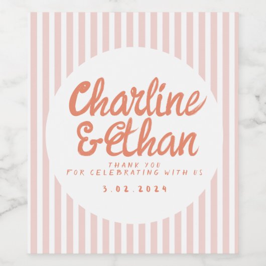 Pastel Handschrift Retro Weddenschap Wijn Etiket (Enkel label)