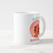 Pastel Happy 55th Birthday Party Cake Piece Grote Koffiekop (Voorkant rechts)