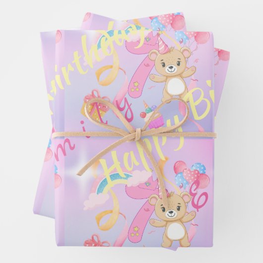 pastel Happy Birthday Wrapping Paper (In situ)