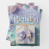 Pastel Happy Birthday Wrapping Paper (In situ)