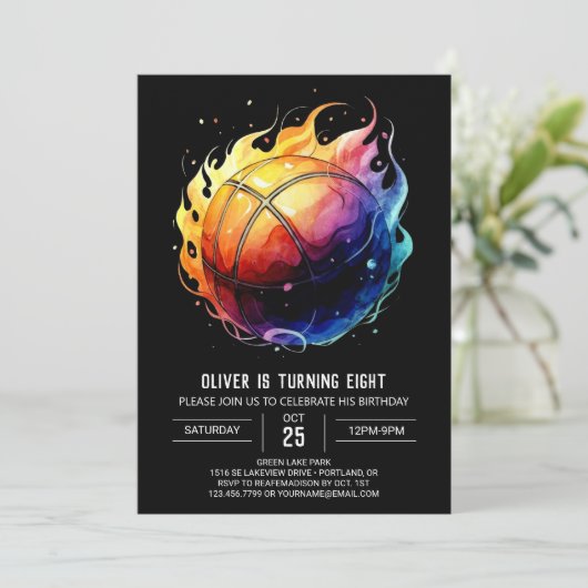 Pastel Happy Boy Basketbal Verjaardag Kaart (Staand voorkant)