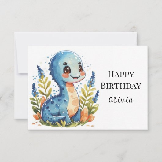 Pastel Happy Dino Verjaardag Kaart (Voorkant)