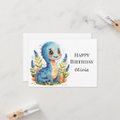 Pastel Happy Dino Verjaardag Kaart (Voorkant / Achterkant in situ)