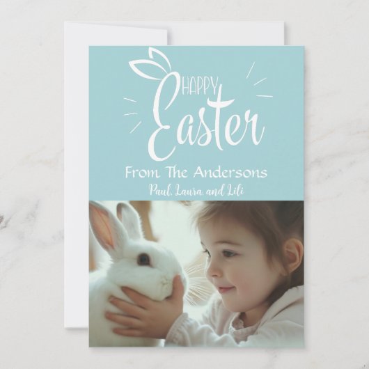 pastel happy easter aangepaste foto feestdagenkaart (Voorkant)