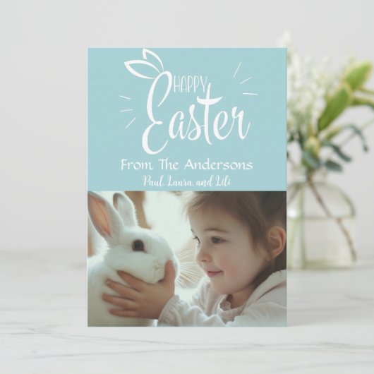  pastel happy easter aangepaste foto feestdagenkaart (Staand voorkant)