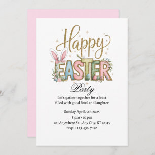 Pastel Happy Easter Party Kaart