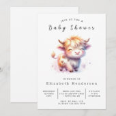 Pastel Happy Koe Baby shower Kaart (Voorkant / Achterkant)