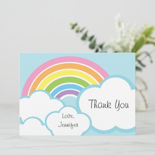 Pastel Happy Little Rainbow Bedankkaart (Staand voorkant)