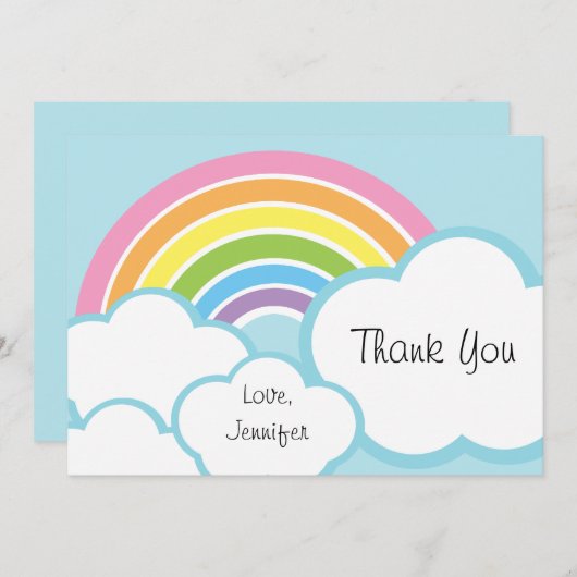 Pastel Happy Little Rainbow Bedankkaart (Voorkant / Achterkant)