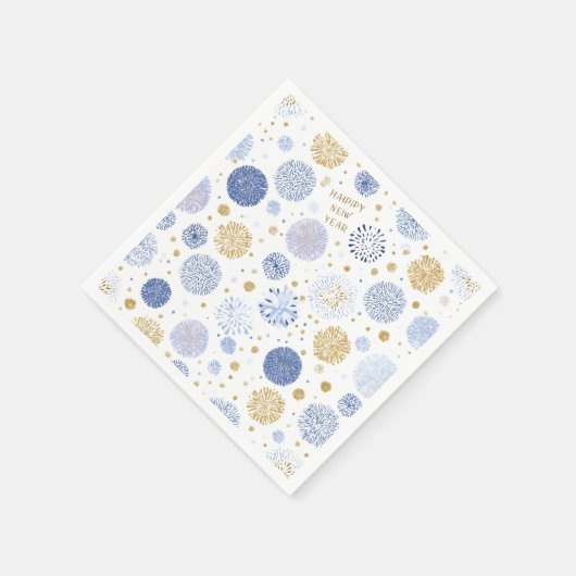 Pastel Happy New Year Napkins – Fireworks Pattern Servet (Hoek)