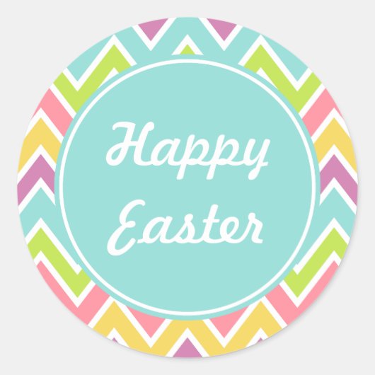 Pastel Happy PaasStickers Ronde Sticker (Voorkant)