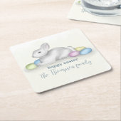 Pastel Happy Paaster Bunny Simple Party Kartonnen Onderzetters (Schuin)