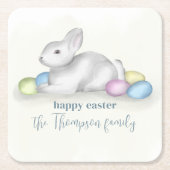Pastel Happy Paaster Bunny Simple Party Kartonnen Onderzetters (Voorkant)
