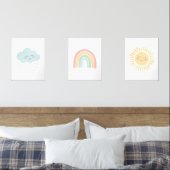 Pastel Happy Rainbow Sun Cloud Meisje Kinderkamer  Muurkunst Sets (Slaapkamer)