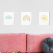 Pastel Happy Rainbow Sun Cloud Meisje Kinderkamer  Muurkunst Sets (Woonkamer)