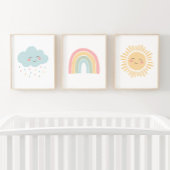 Pastel Happy Rainbow Sun Cloud Meisje Kinderkamer  Muurkunst Sets