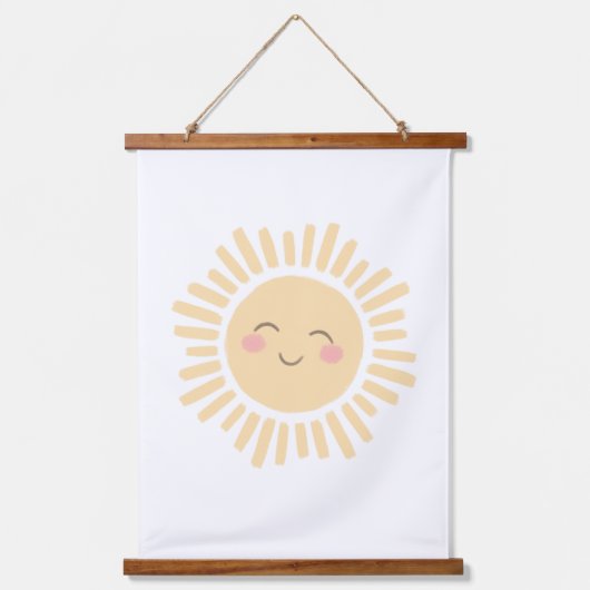Pastel Happy Sun Nursery Decor Hangend Wandkleed (Voorkant)
