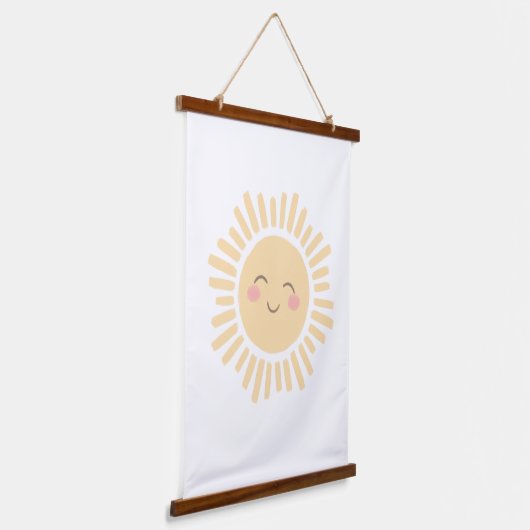 Pastel Happy Sun Nursery Decor Hangend Wandkleed (Gebogen)