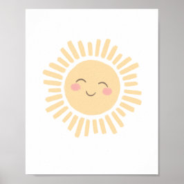 Pastel Happy Sun Nursery Decor Poster