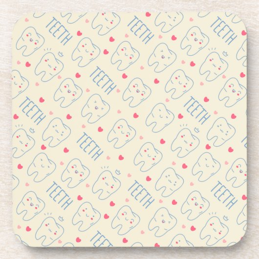 Pastel Happy Teeth Pattern Bier Onderzetter (Voorkant)