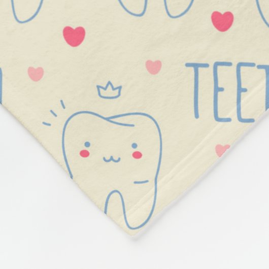 Pastel Happy Teeth Pattern Fleece Deken (Hoek)