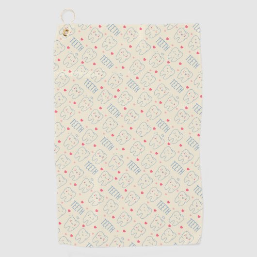Pastel Happy Teeth Pattern Golfhanddoek (Voorkant)