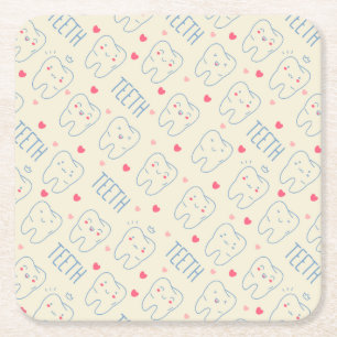 Pastel Happy Teeth Pattern Kartonnen Onderzetters