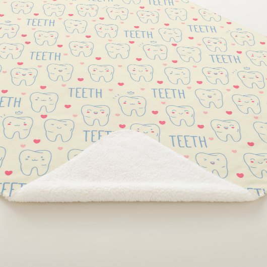 Pastel Happy Teeth Pattern Sherpa Deken (3/4)