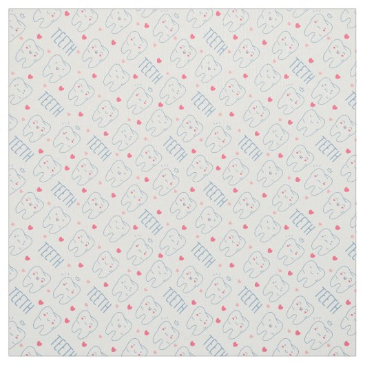 Pastel Happy Teeth Pattern Stof (Swatch)