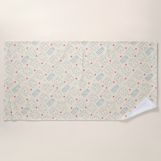 Pastel Happy Teeth Pattern Strandlaken (Voorkant)