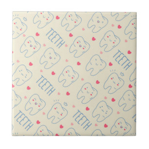 Pastel Happy Teeth Pattern Tegeltje
