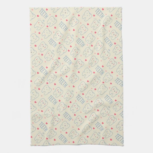 Pastel Happy Teeth Pattern Theedoek (Verticaal)