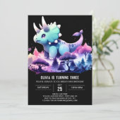 Pastel Happy Triceratops Verjaardag Kaart (Staand voorkant)