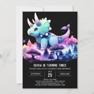 Pastel Happy Triceratops Verjaardag Kaart