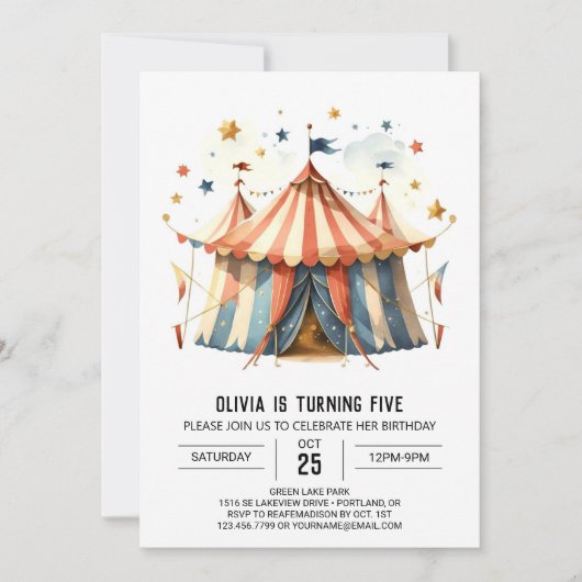 Pastel Happy Whimsy Circus Verjaardag Kaart (Voorkant)