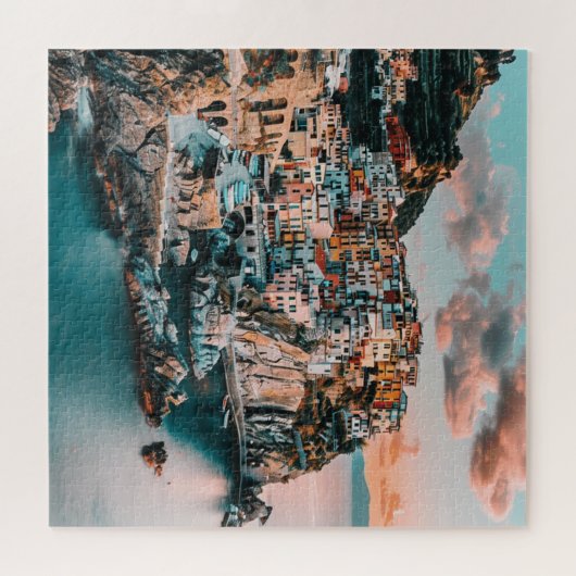 Pastel Harbor Uitzicht van Italië bij zonsondergan Legpuzzel (Horizontaal)