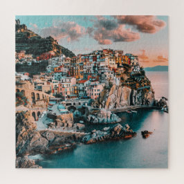 Pastel Harbor Uitzicht van Italië bij zonsondergan Legpuzzel